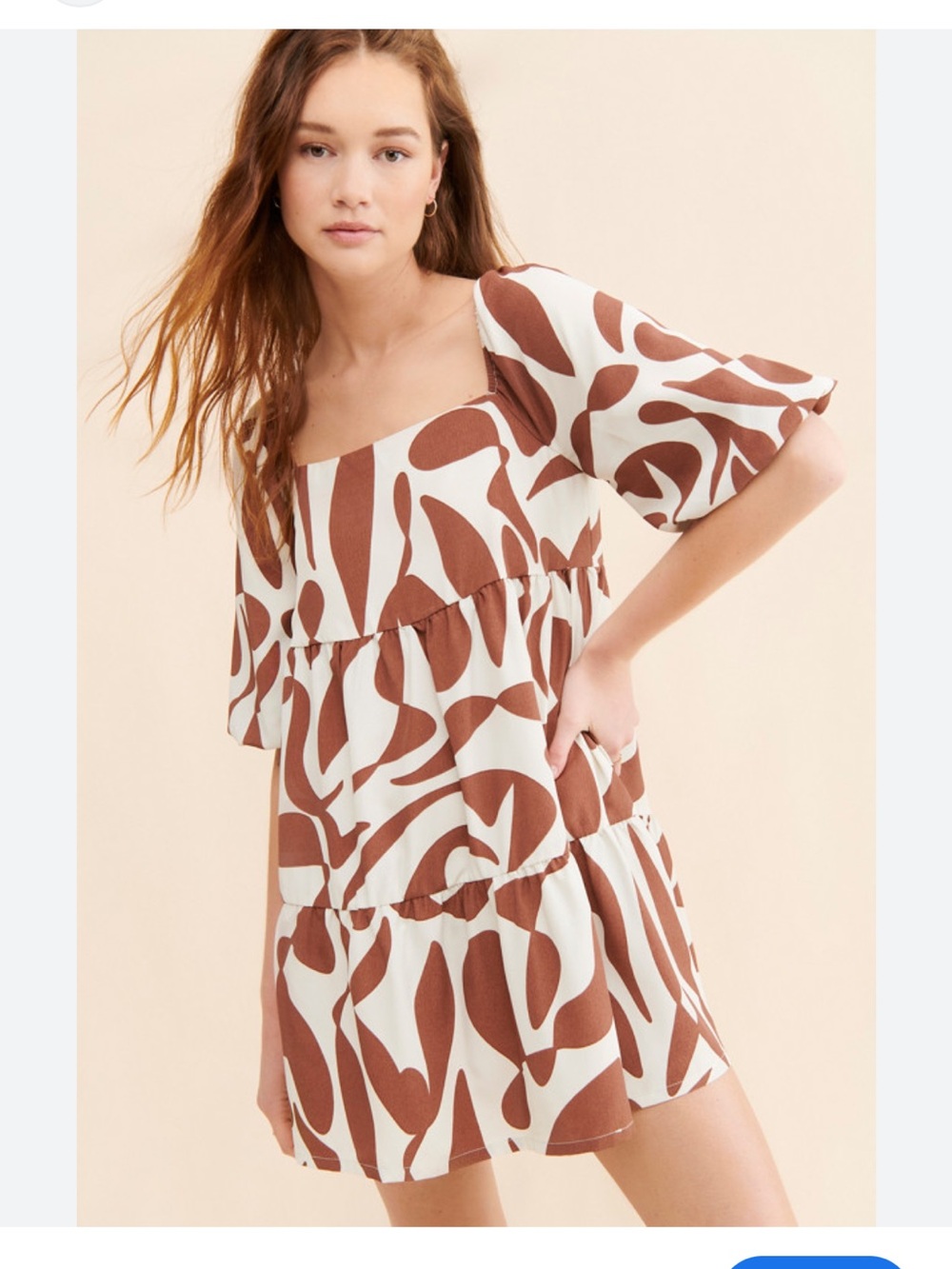 Sanctuary Brown and Cream Tiered Mini Dress size Small